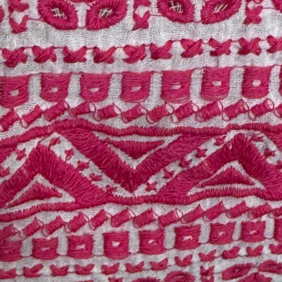 Calypso St Barth Pink and White Embroidered Swim Beach Cover Up - Picture 5 of 7